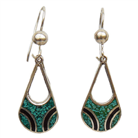 Silver and Turquoise Green Earring